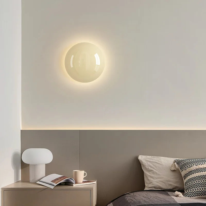 Applique murale led ronde nordique en métal décorative d'intérieur