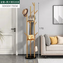 Freestanding Marble Metal Coat Rack, 3 Storage Shelves, 9 Hooks, Hall Tree for Coats, Hats, Bags, Entryway Organizer