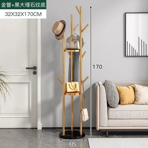 Freestanding Marble Metal Coat Rack, 3 Storage Shelves, 9 Hooks, Hall Tree for Coats, Hats, Bags, Entryway Organizer - vue 14 sur 26