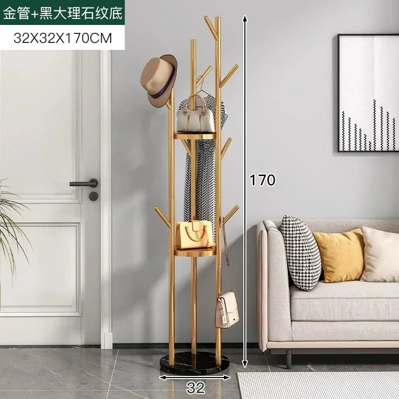 Freestanding Marble Metal Coat Rack, 3 Storage Shelves, 9 Hooks, Hall Tree for Coats, Hats, Bags, Entryway Organizer - vue 13 sur 26