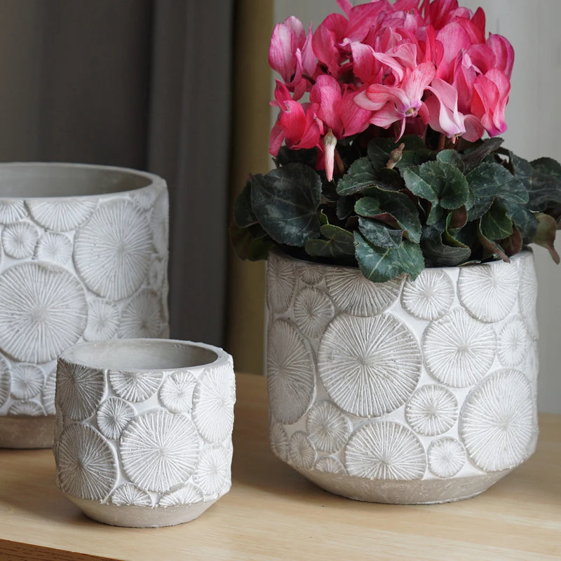 moule silicone pot fleurs béton motif vintage grand format