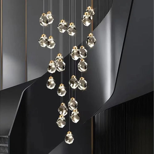 lustre en cristal led design en cuivre moderne et élégant - vue 2 sur 16