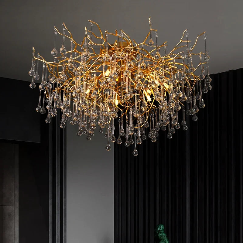 lustre nordique en cristal éclairage à led pour décoration intérieure - vue 5 sur 6