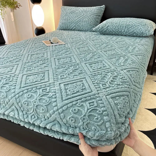 Plush Mattress Cover For Bed,stretch Soft Material Fitted Sheet, Keep Warm,dust Protector,machine Washable 90X200,180X200 - vue 18 sur 20