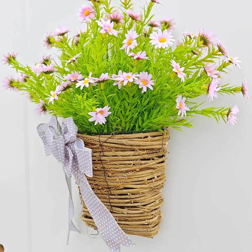 panier de fleurs artificielles couronne de printemps pour décoration de Pâques - vue 6 sur 10