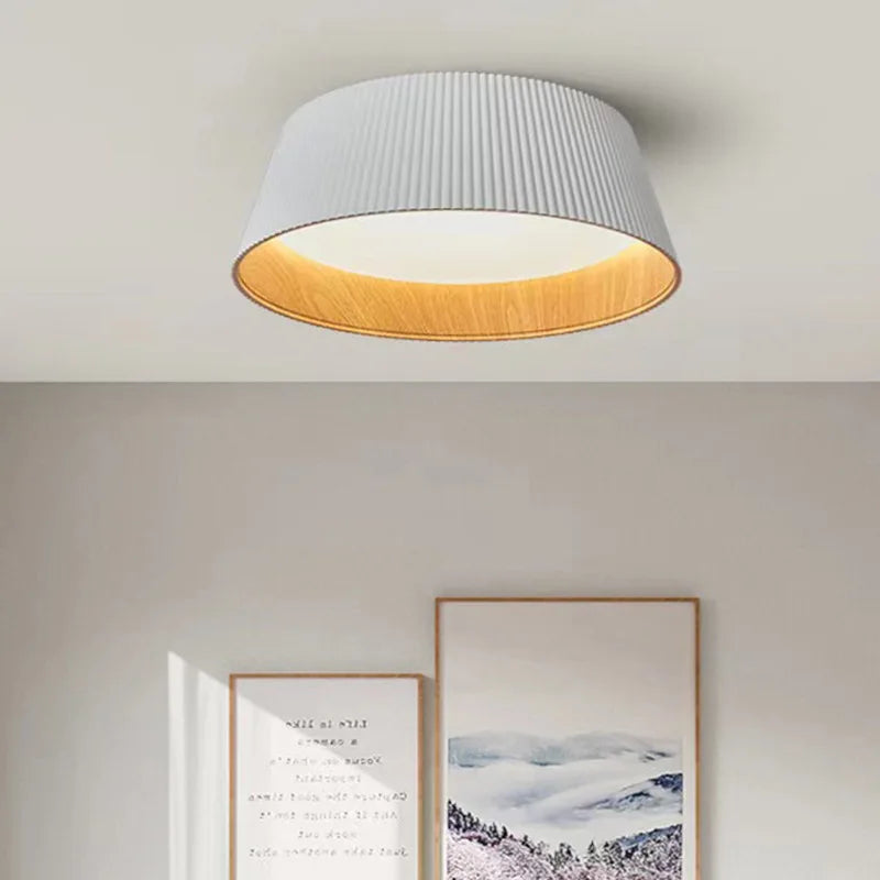Minimalist pleated wooden pendant light for interior decoration - vue 5 sur 10
