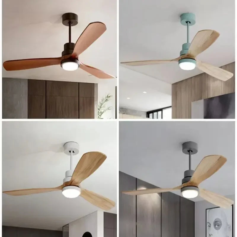 plafonnier rétro en bois avec ventilateur intégré et lumière led - vue 6 sur 9