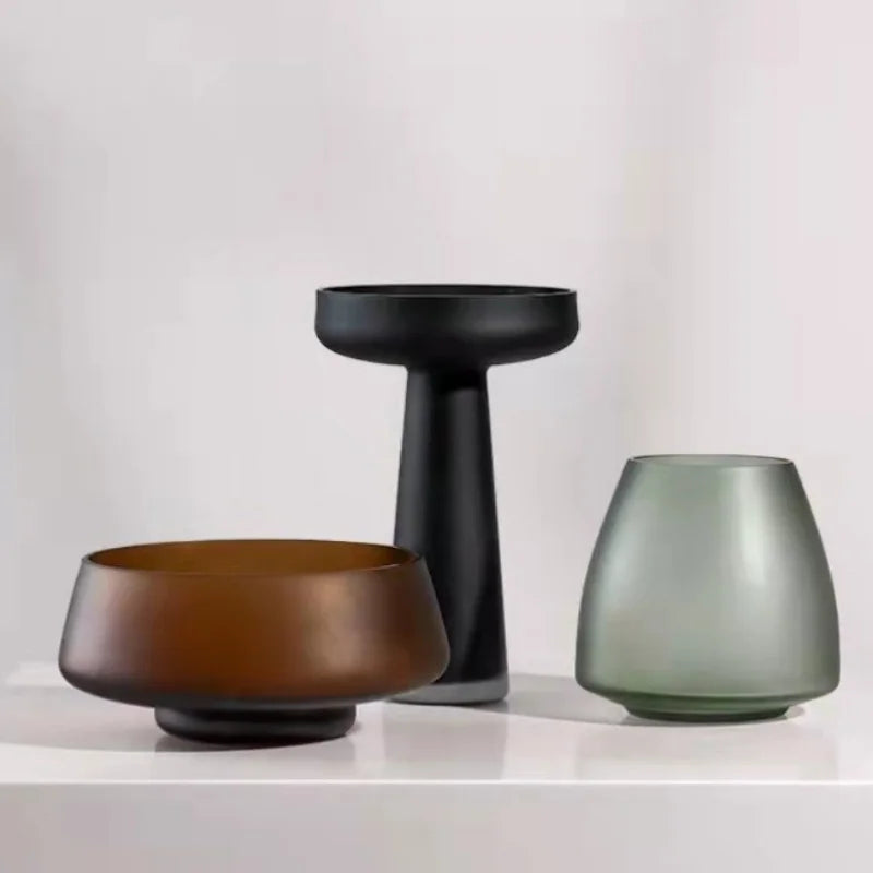 vase en verre givré pour décoration intérieure fleurs séchées et hydroponique - vue 2 sur 12