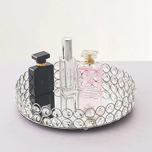 plateau rond en verre pour rangement et décoration