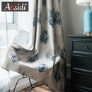 Voilage rideau motif plumes style mediterraneen salon chambre