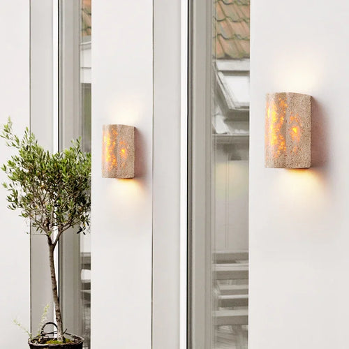 applique murale led en pierre pour décoration extérieure et ambiance chaleureuse - vue 4 sur 7