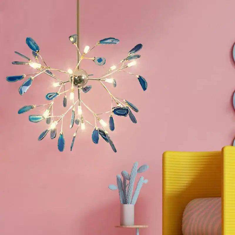 lustre en agate naturelle avec éclairage led coloré pour intérieur élégant - vue 3 sur 14