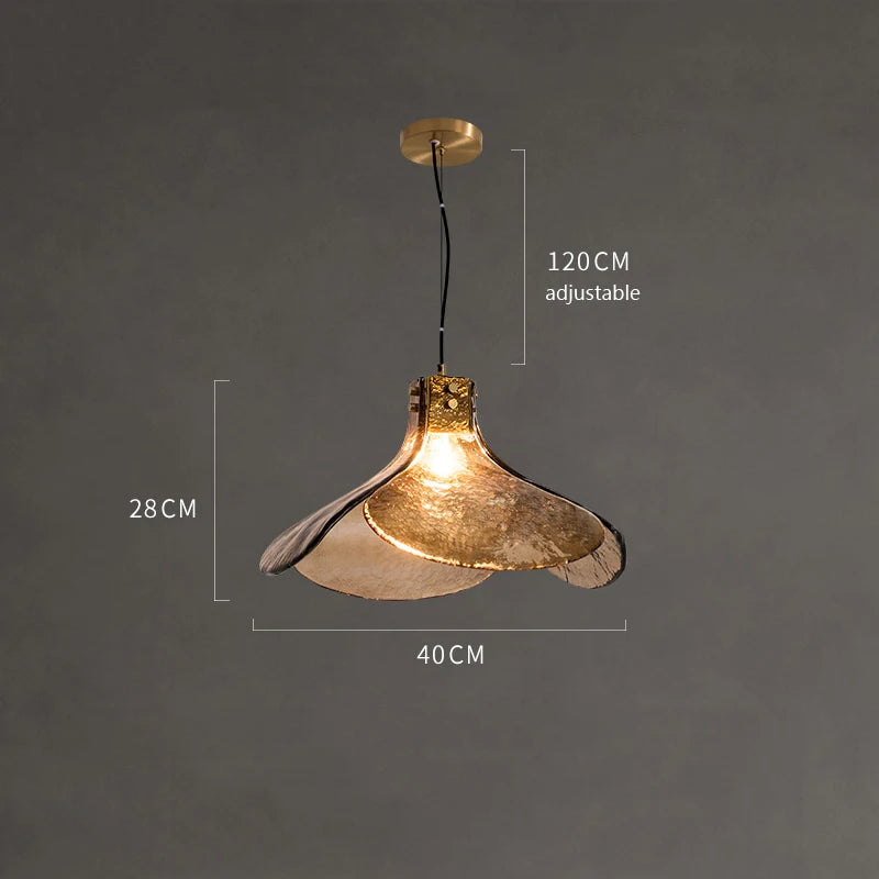 lustre rétro en verre led en forme de pétale pour loft - vue 5 sur 8