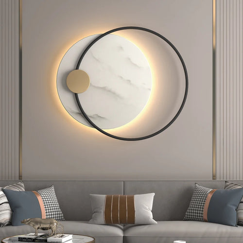 Applique murale LED moderne en métal noir avec marbre - vue 7 sur 8