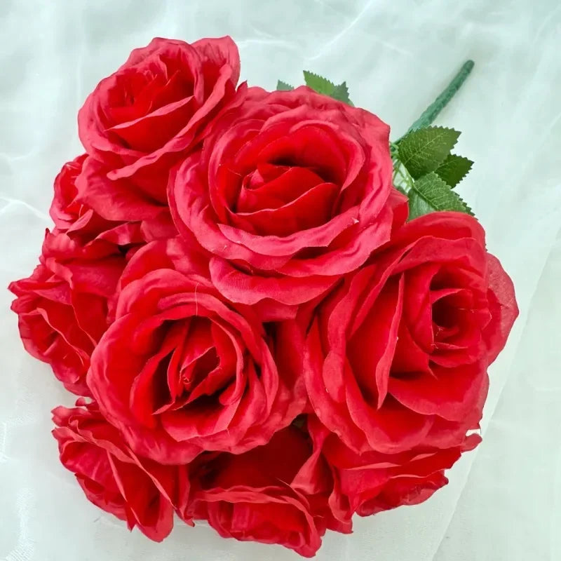 bouquet de roses artificielles en soie pour décoration intérieure - vue 21 sur 28
