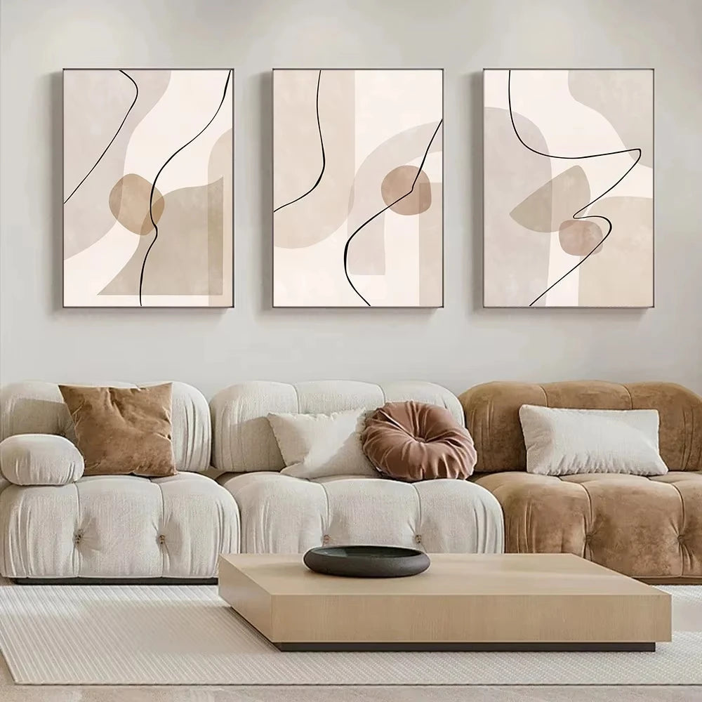Tableau  art mural abstrait géométrique moderne pour décoration intérieure - vue 3 sur 9