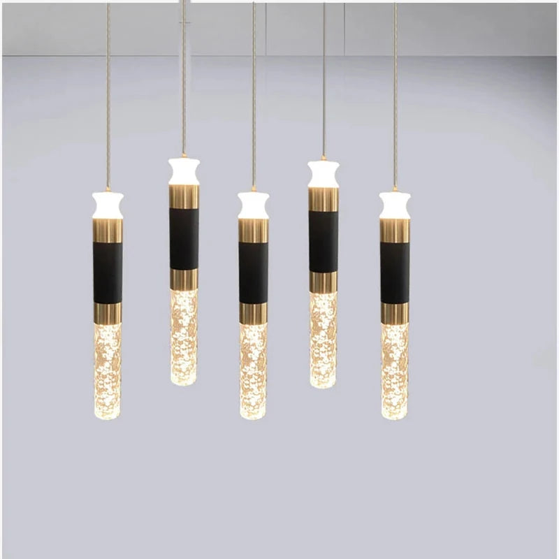 suspension led double sources de lumière en cristal nordique - vue 6 sur 11