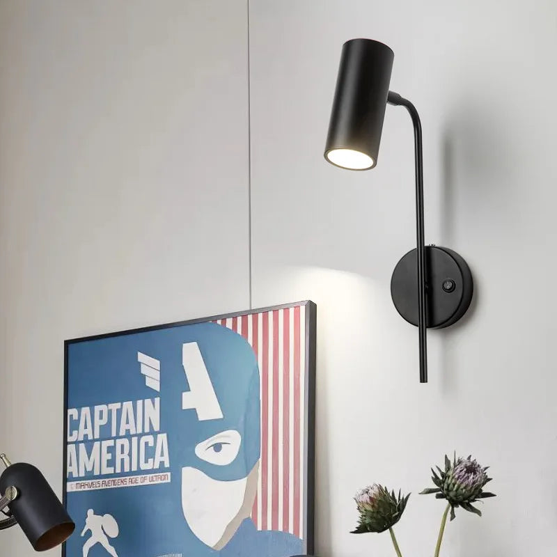 Applique murale rotative moderne salon fond applique murale LED lumière chambre chevet lumière allée longue pôle interrupteur lampe - vue 4 sur 10