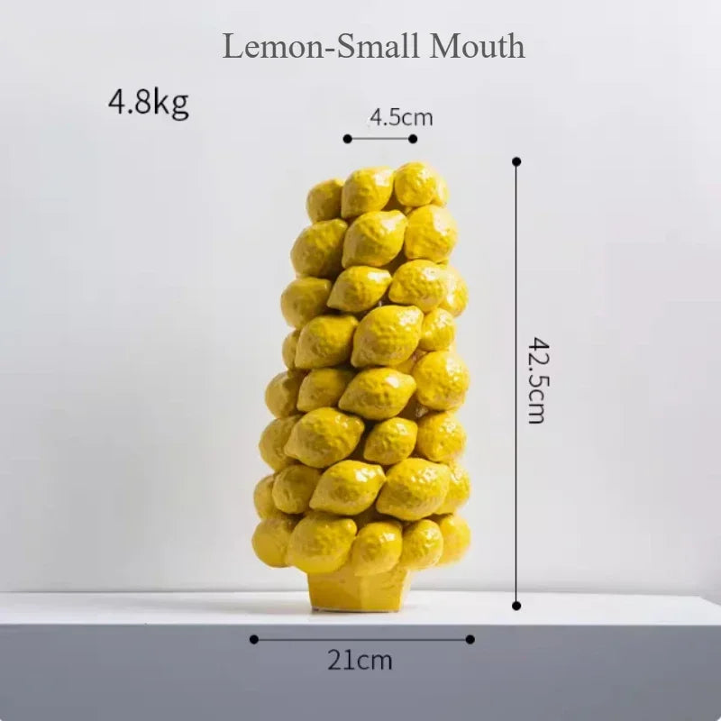 Ceramic Vase,Lemon Tomato Modern Simple Style Indoor Wedding Table Decoration,Creative Home Decorative Flower Arrangement - vue 10 sur 13