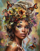 peinture par numéros ethnique fille papillon fleur kit bricolage décoratif