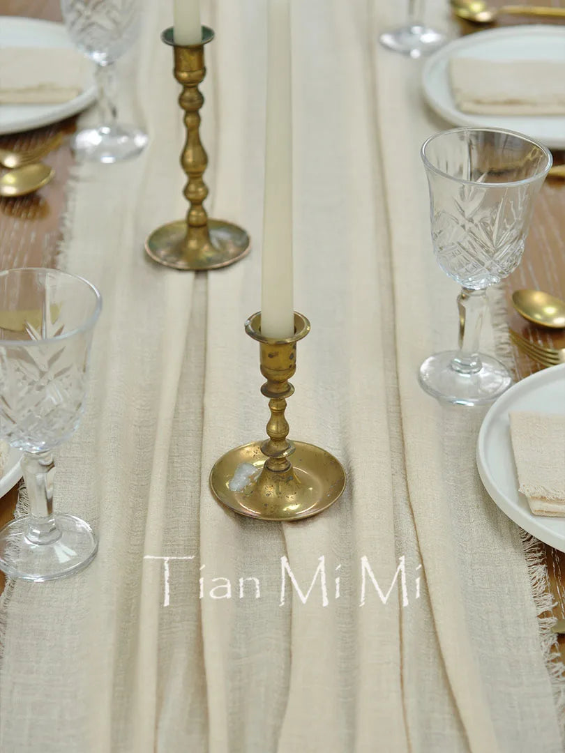 Chemin de table gaze coton rétro mariage fête - vue 5 sur 7