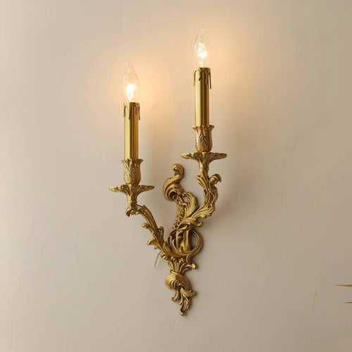 applique murale vintage rococo en laiton et cuivre - vue 2 sur 10