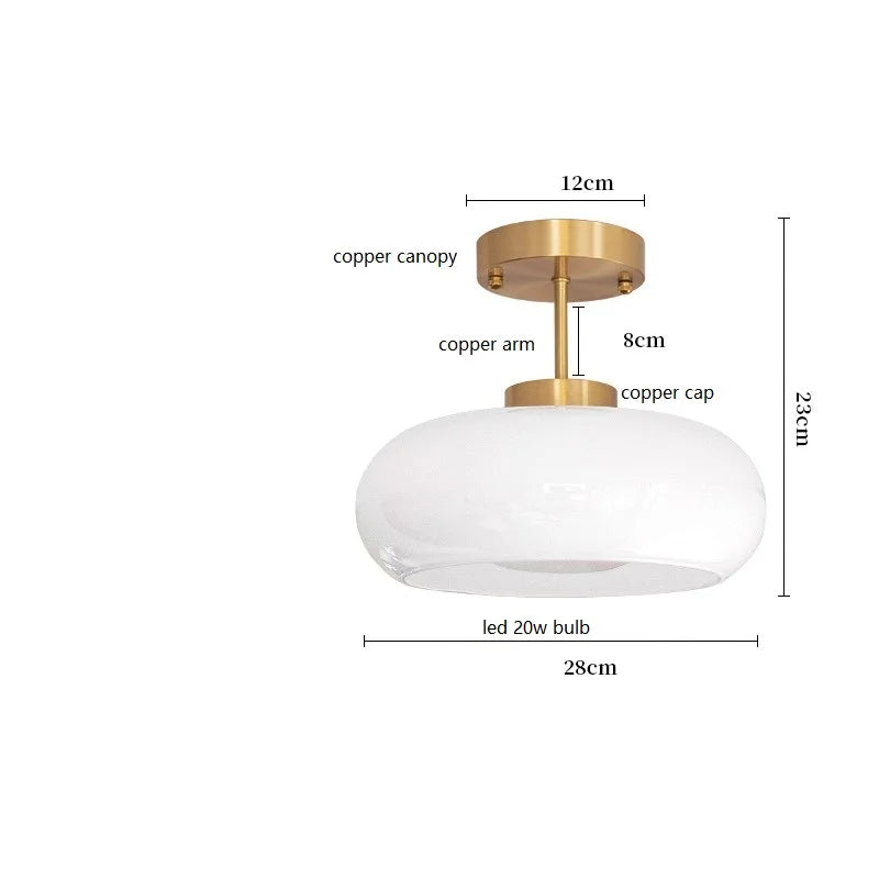 IWHD nordique plafond moderne à LEDs lampe maison éclairage intérieur chambre salon salle à manger cuivre jaune verre abat-jour lampara - vue 12 sur 20