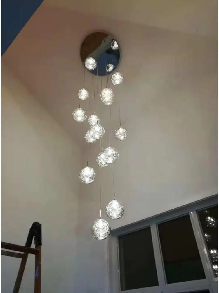 suspension boule de verre pour éclairage moderne escalier - vue 4 sur 7