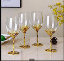 Verres à vin cristal émaillé style floral décoratif