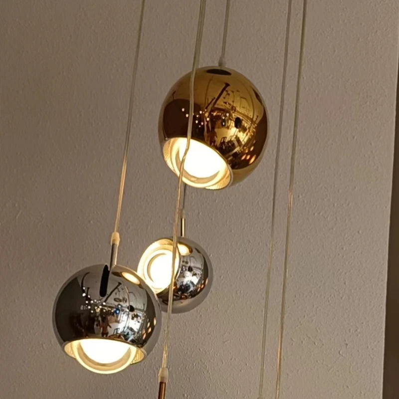 Suspension design LED rotative en métal chromé doré idéale pour bar restaurant café - vue 5 sur 6