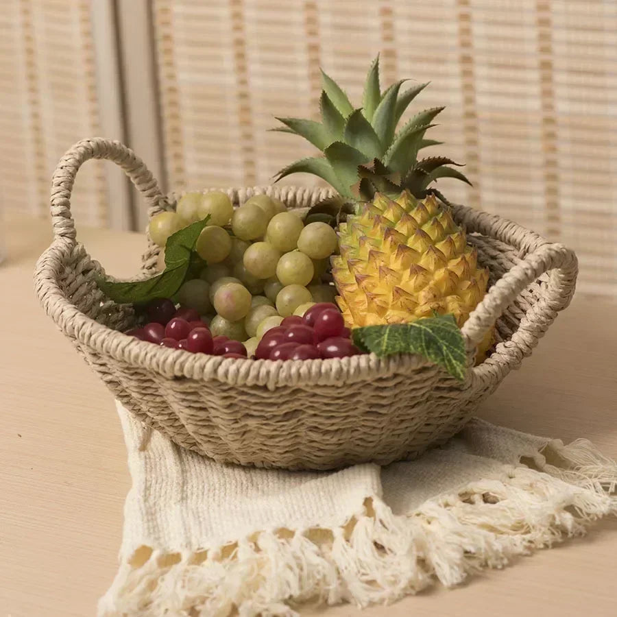 panier de rangement écologique en corde de papier et rotin - vue 3 sur 6