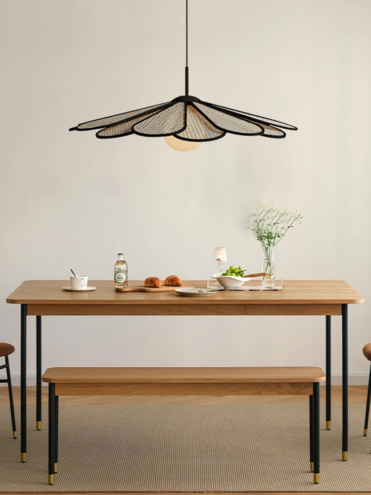 lustre créatif en rotin style japonais moderne et nordique - vue 5 sur 8
