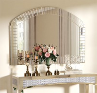 Large Silver Arched Wall Mirror, Silver Glass, Decorative Venetian Accent Mirror, Home Living Room Decor, Bling Beveled Edge