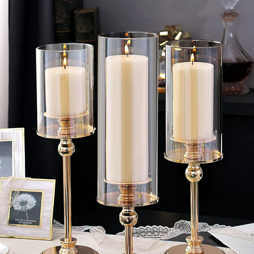 lot de 3 abat-jours en verre pour bougies décoratives transparentes - vue 6 sur 7