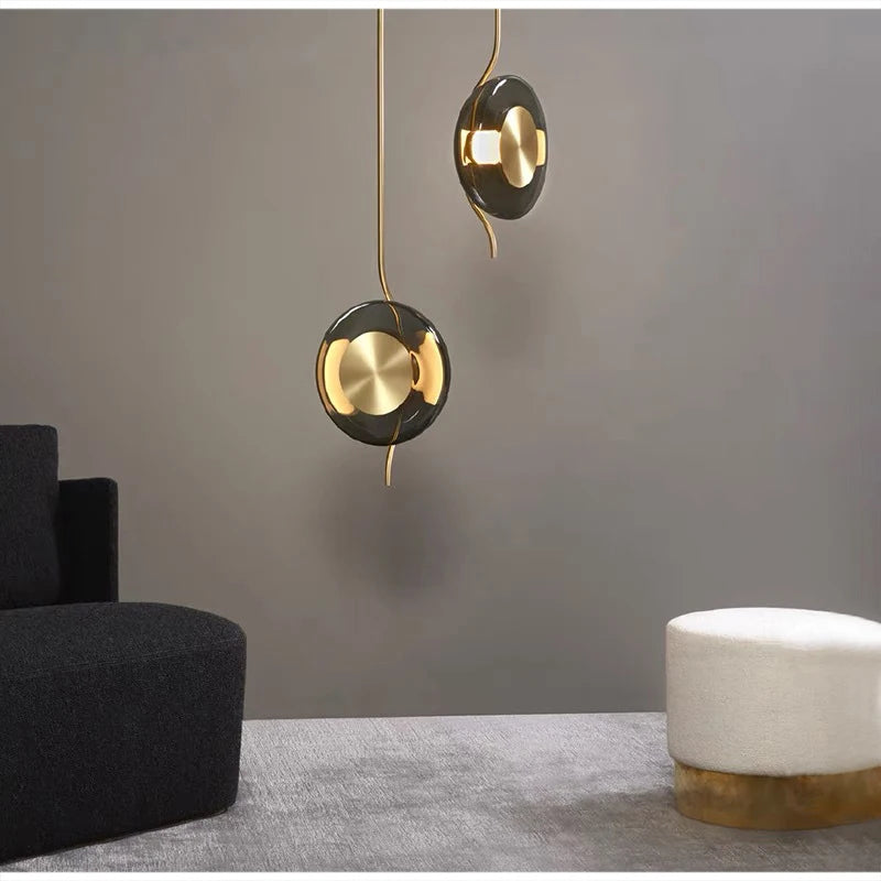 lustre en verre postmoderne créatif minimaliste design lumineux - vue 6 sur 8