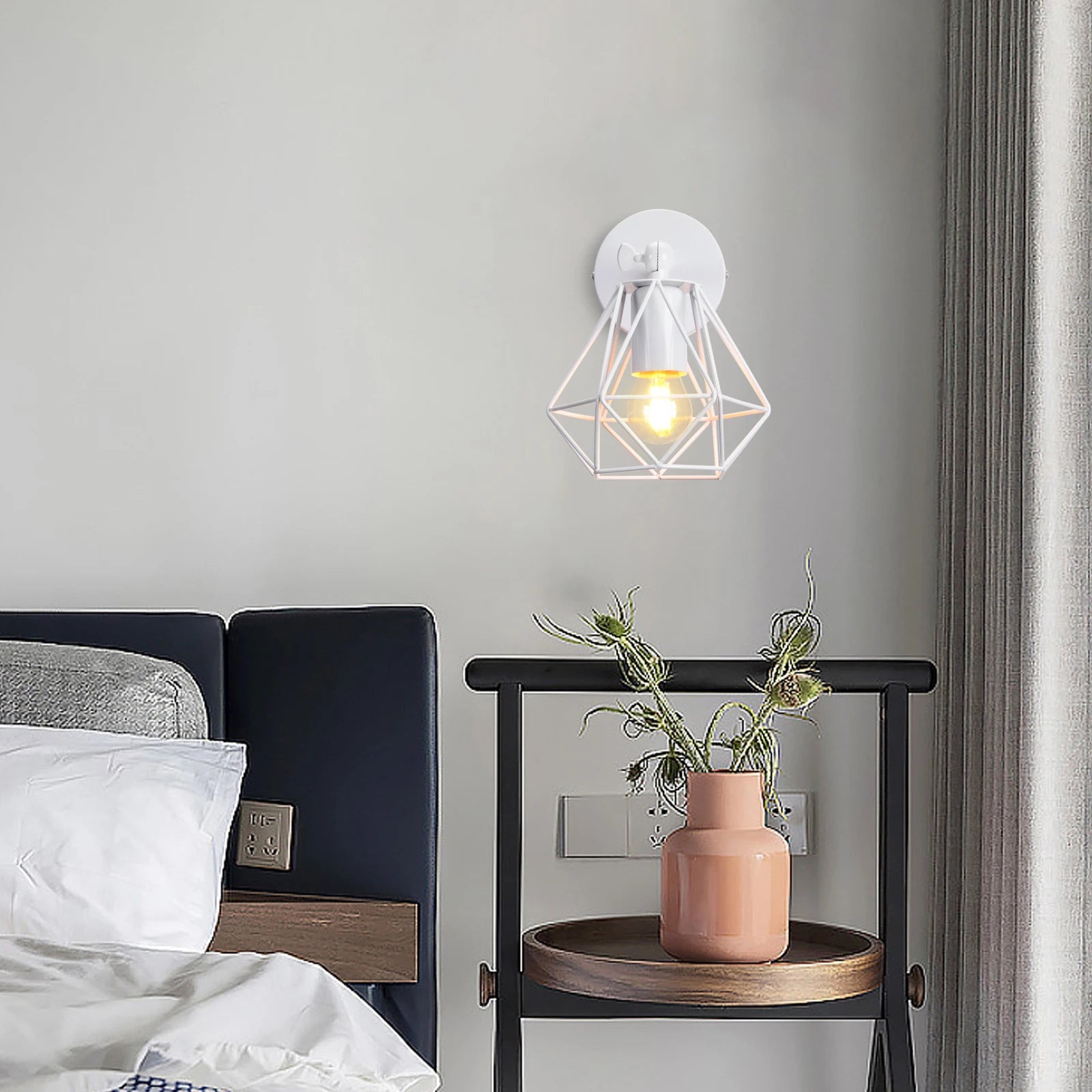 applique murale loft industriel led vintage cage abat-jour - vue 5 sur 10