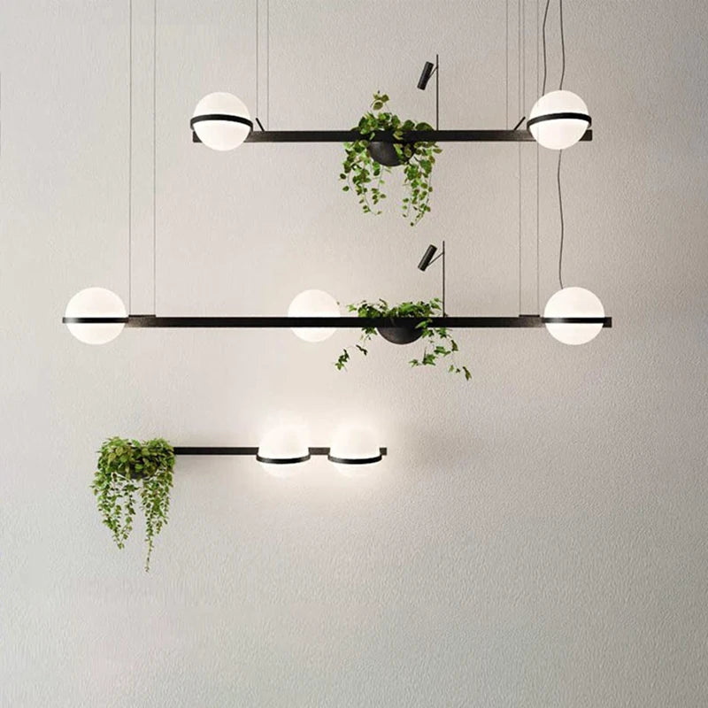 lustre moderne nordique avec pot de fleur led intégrée - vue 3 sur 18