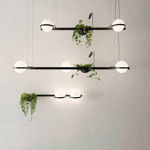 lustre moderne nordique avec pot de fleur et led intégrée
