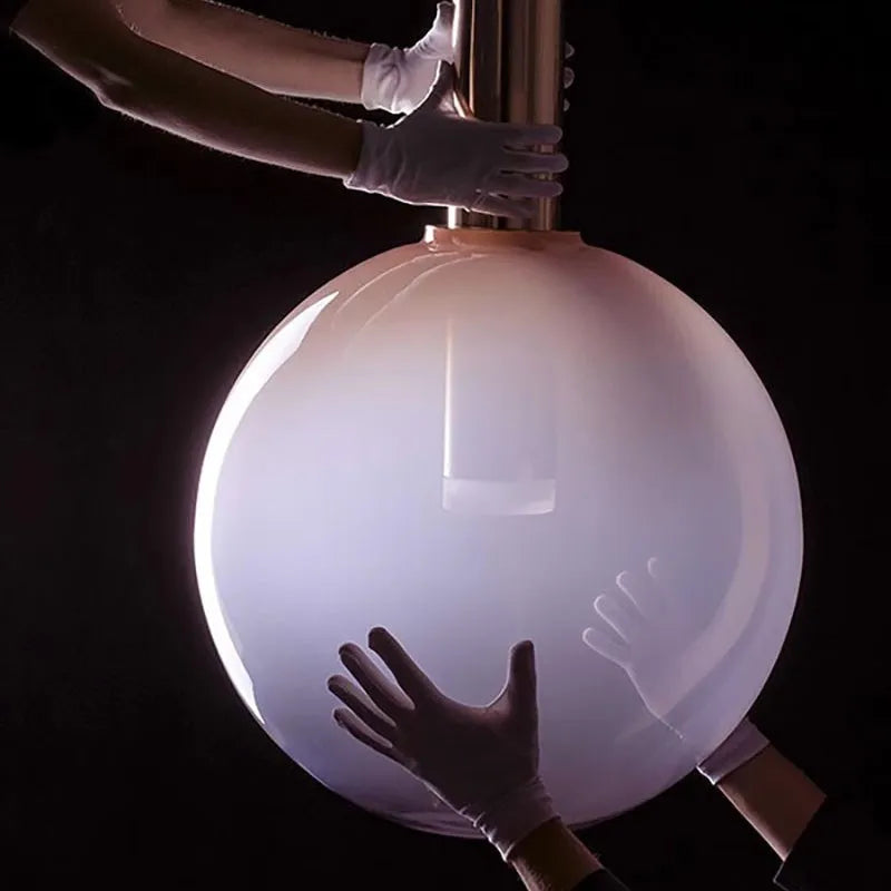Boule nordique verre suspension LED couleur lampe translucide pour salon salle à manger Bar chambre chevet Luminaires décoratifs - vue 5 sur 12