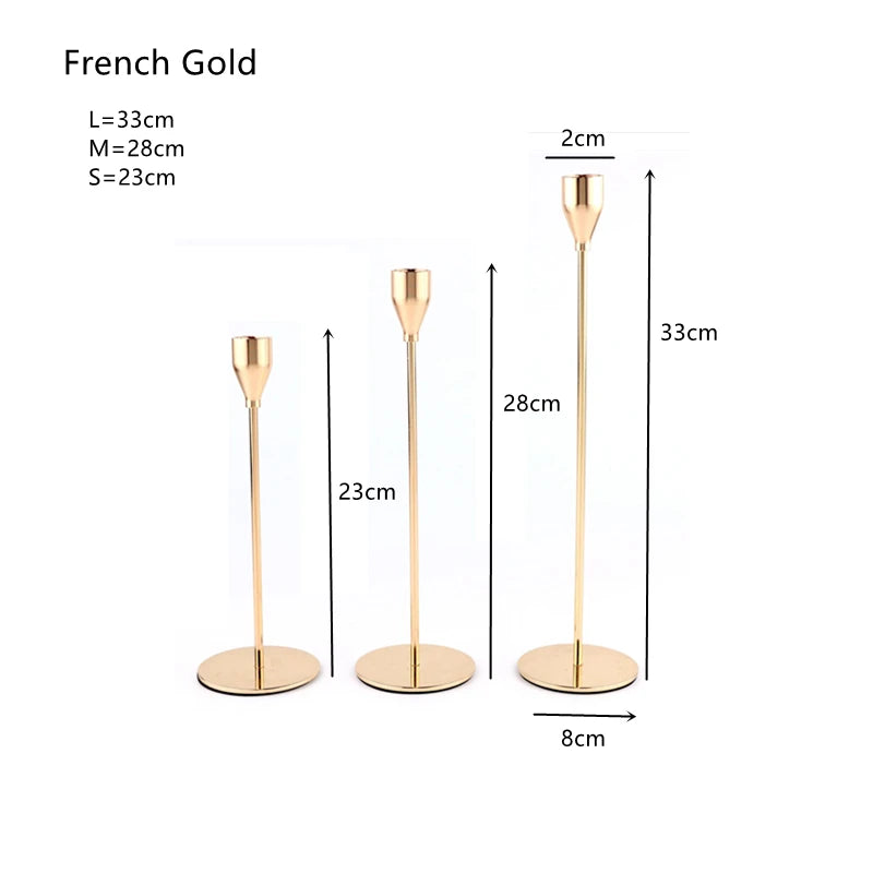 lot de 3 bougeoirs en métal décoration élégante pour mariage et fêtes - vue 20 sur 21