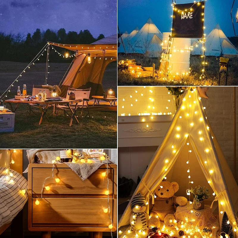 guirlande lumineuse led à boules pour mariage jardin et fêtes - vue 6 sur 9