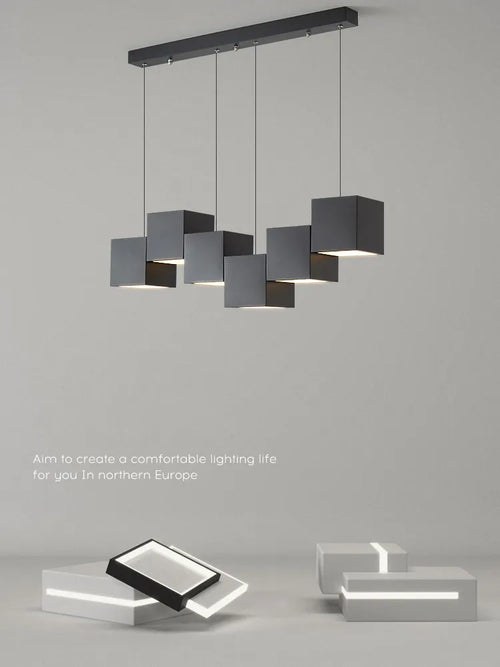 Lampes suspensions salle manger minimalistes modernes bureau géométriques créatives styliste - vue 2 sur 14