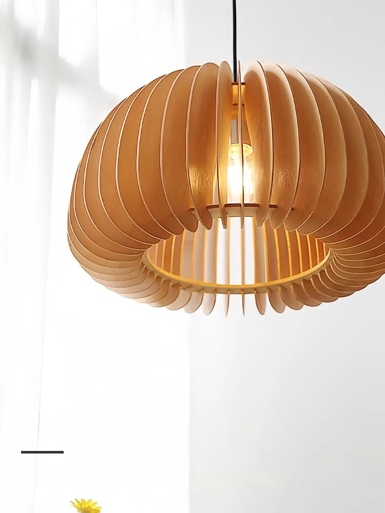 lustre en bois de style japonais rétro pour décoration créative - vue 5 sur 10