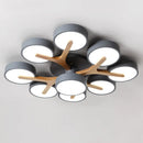 lustre nordique macaron led en bois pour décoration intérieure