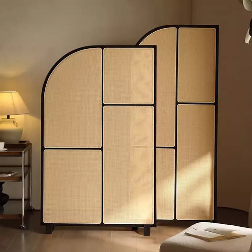 Japanese-style solid wood rattan screen partition is opposite the door to the home, living room entrance is blocked, and mobile - vue 19 sur 29