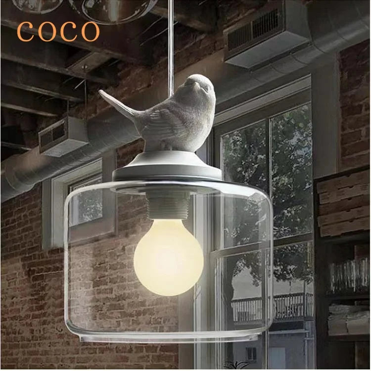 Suspension moderne créatif oiseau led en verre - vue 6 sur 8