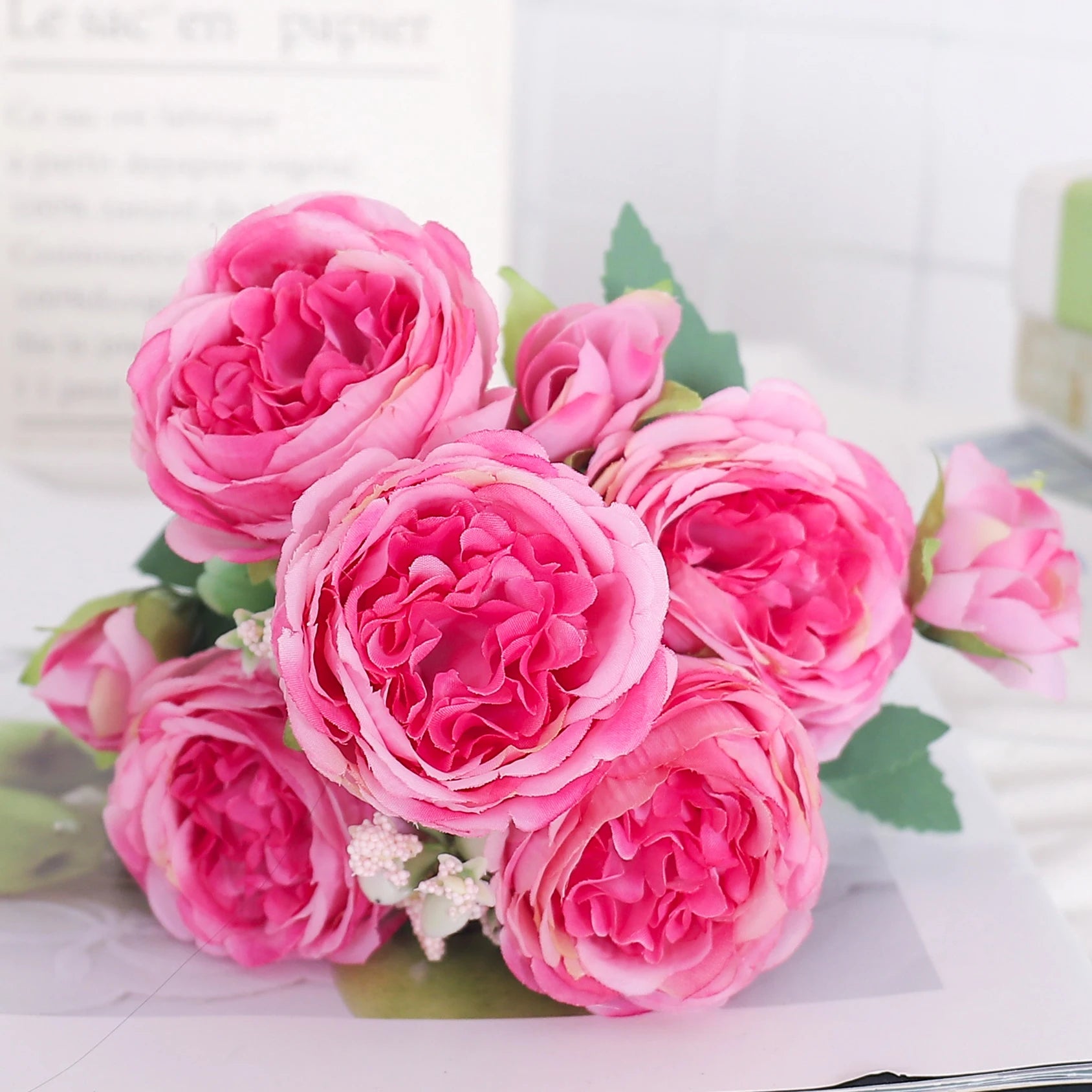 fleurs artificielles soie pivoine hortensia décoration mariage bouquet - vue 14 sur 40