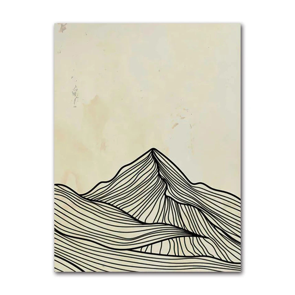 Minimalist Sun Mountain Line Abstract Wall Art, Nordic Posters Prints, Minimalist Picture, Canvas Painting, Room Decoration, Set 3 - vue 10 sur 10