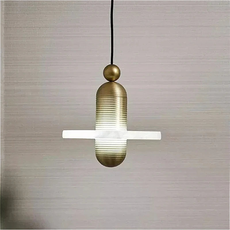 lustre en marbre et métal pour décoration nordique élégante - vue 2 sur 14