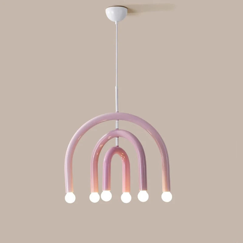 Creative Colorful Rainbow Pendant Lamps Iron E14 LED Bedroom Hanging Light Art Design Girl Kids Room Chandelier Lighting Indoor - vue 6 sur 8